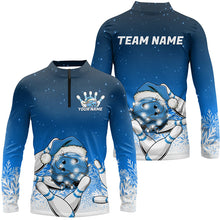 Load image into Gallery viewer, Blue Christmas Snowflake Custom Bowling Shirts For Men, Christmas Bowling League Shirt Outfit IPHW7853