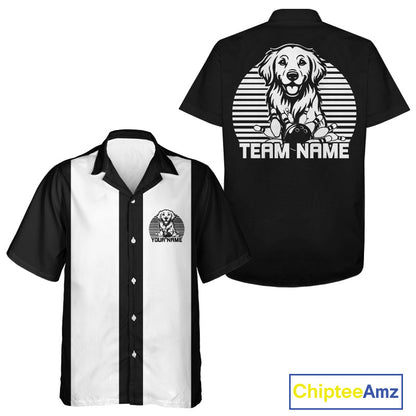Custom Golden Retriever Retro Button Up Bowling Shirt, Dog Bowling Shirt IPHW10221