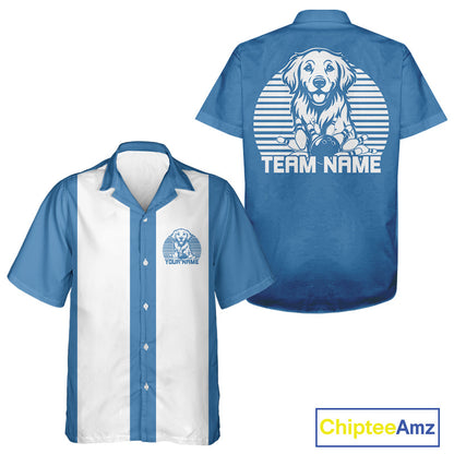 Custom Golden Retriever Retro Button Up Bowling Shirt, Dog Bowling Shirt IPHW10221