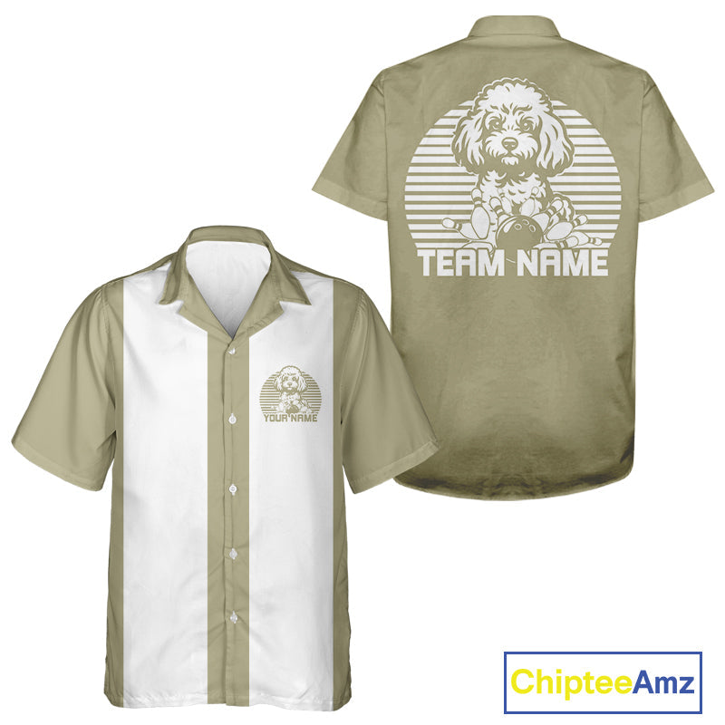 Custom Poodle Retro Button Up Bowling Shirt, Vintage Dog Lovers Bowling Shirt IPHW10222