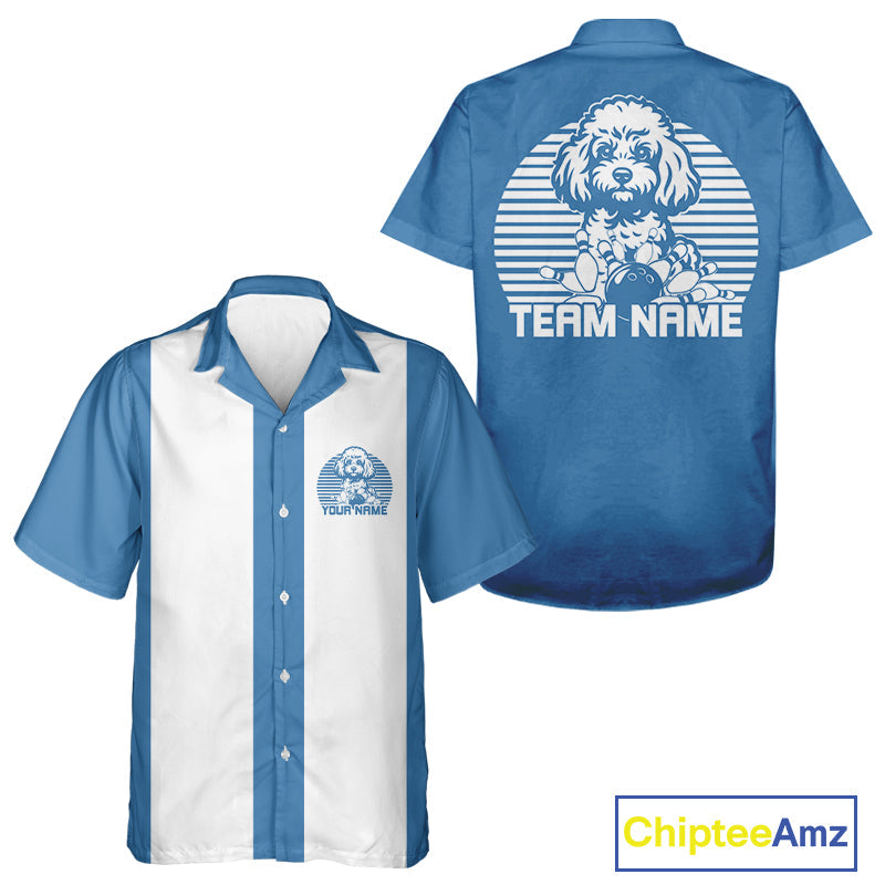 Custom Poodle Retro Button Up Bowling Shirt, Vintage Dog Lovers Bowling Shirt IPHW10222