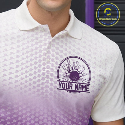 Custom Name Purple Bowling Jerseys For Men, Bowling League Polo Shirt Bowler Outift IPHW10657
