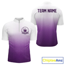 Load image into Gallery viewer, Custom Name Purple Bowling Jerseys For Men, Bowling League Quarter-Zip Shirt Bowler Outift IPHW10657