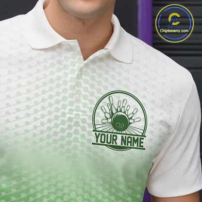 Custom Name Green Bowling Jerseys For Men, Bowling League Polo Shirt Bowler Outift IPHW10658
