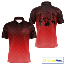 Load image into Gallery viewer, Bowling Heartbeat Pulse Line Red Argyle Custom Bowling Team Polo Shirts For Men IPHW10664