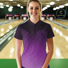 Load image into Gallery viewer, Bowling Heartbeat Pulse Line Purple Argyle Custom Bowling Quarter-Zip Shirts For Women IPHW10665