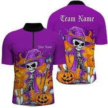 Load image into Gallery viewer, Purple Custom Funny Halloween Bowling Shirts Formen, Halloween Bowling Team Outfits Gifts IPHW7651