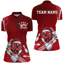 Load image into Gallery viewer, Custom Red Christmas Bowling Shirts For Women, Xmas Bowling Team Uniform Bowler Outfits IPHW7854