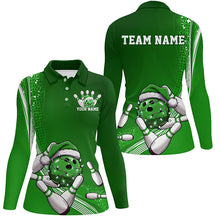 Load image into Gallery viewer, Custom Green Christmas Bowling Shirts For Women, Xmas Bowling Team Uniform Bowler Outfits IPHW7855