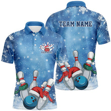 Load image into Gallery viewer, Blue Snowflake Custom Christmas Bowling Shirts For Men, Xmas Bowling Team Uniform Bowler Outfit IPHW7862