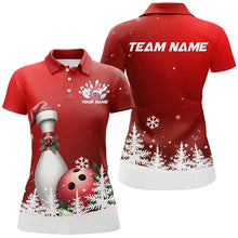 Load image into Gallery viewer, Red Snowflake Custom Christmas Bowling Shirts For Women, Santa Bowling Team Outfit Shirt IPHW7867