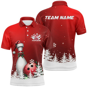 Red Snowflake Custom Christmas Bowling Shirts For Men, Santa Bowling Team Outfit Bowler Shirt IPHW7867