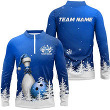 Load image into Gallery viewer, Blue Snowflake Custom Christmas Bowling Shirts For Men, Santa Bowling Team Outfit Bowler Shirt IPHW7868