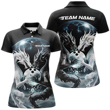 Load image into Gallery viewer, Black And White Dragon Custom Bowling Shirts For Women, Dragon Bowling League Shirt Outfits IPHW7064