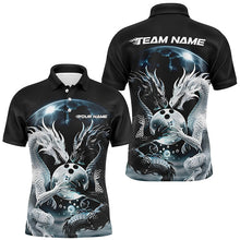 Load image into Gallery viewer, Black And White Dragon Custom Bowling Shirts For Men, Dragon Bowling League Shirt Outfits IPHW7064