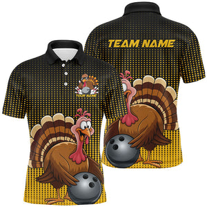 Black And Yellow Custom Funny Thanksgiving Bowling Shirts For Men, Turkey Bowling Team Shirt IPHW7871