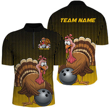 Load image into Gallery viewer, Black And Yellow Custom Funny Thanksgiving Bowling Shirts For Men, Turkey Bowling Team Shirt IPHW7871