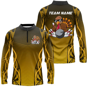 Custom Funny Turkey Bowling Team Shirts For Men, Thanksgiving Bowling Uniform Bowler Outfit IPHW7873