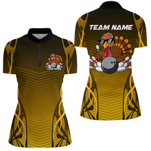 Load image into Gallery viewer, Custom Funny Turkey Bowling Team Shirts For Women, Thanksgiving Bowling Uniform Outfit IPHW7873