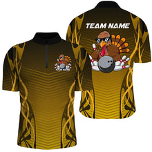 Load image into Gallery viewer, Custom Funny Turkey Bowling Team Shirts For Men, Thanksgiving Bowling Uniform Bowler Outfit IPHW7873