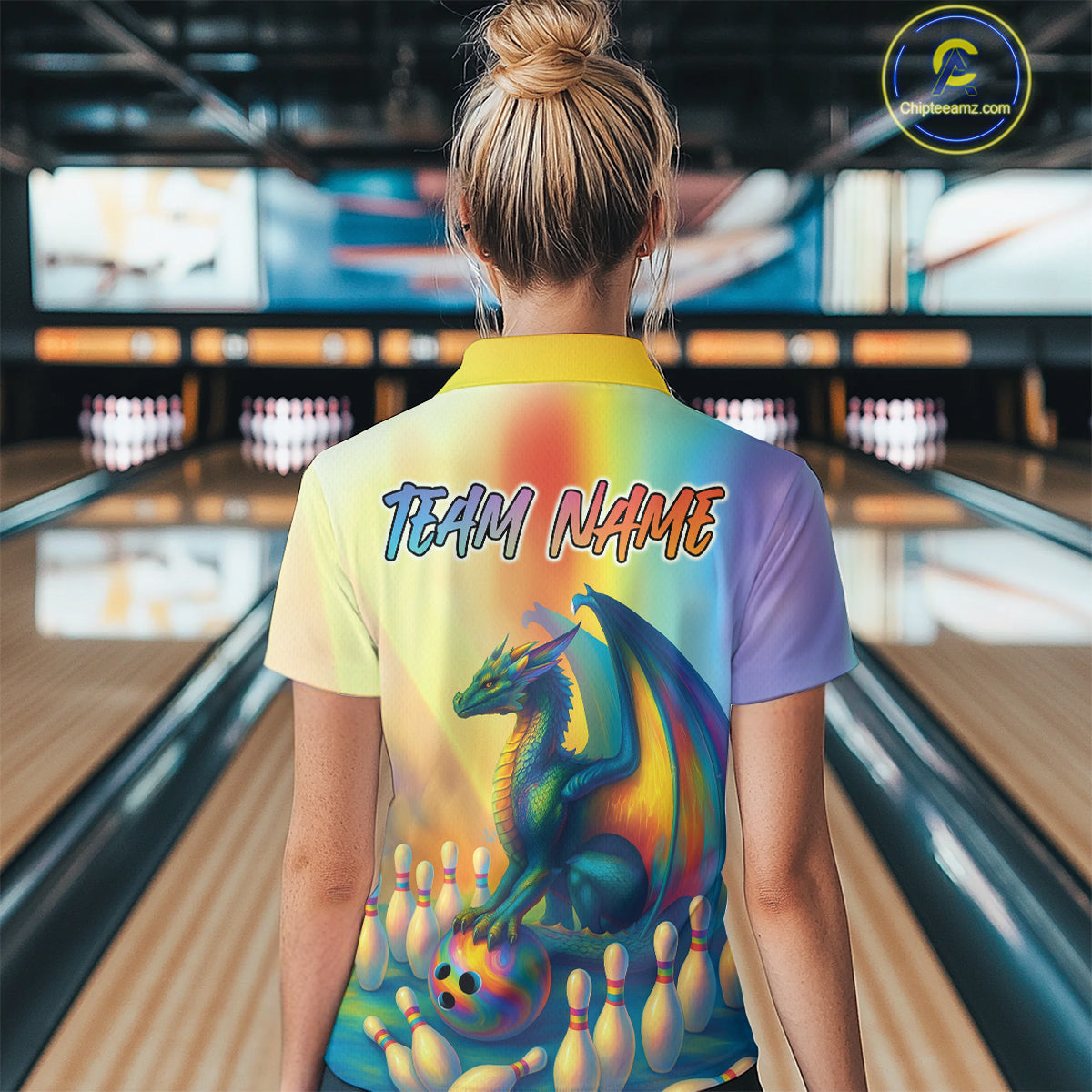 Custom Colorful Rainbow Colors Dragon Bowling Team Shirts, Dragon Bowling League Shirt IPHW10234