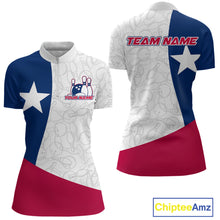 Load image into Gallery viewer, Custom Bowling Pattern Texeas Bowling Women Quarter Zip Shirt, Texas Bowling League Shirt IPHW9629
