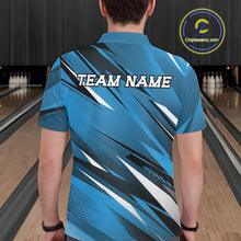 Load image into Gallery viewer, Custom Blue Team Bowling Jerseys For Men, Bowling Tournament Polo Shirt Bowler Outfit IPHW11418