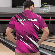 Load image into Gallery viewer, Custom Pink Team Bowling Jerseys For Men, Bowling Tournament Quarter-Zip Shirt Bowler Outfit IPHW11419