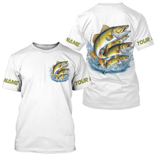Load image into Gallery viewer, Walleye Fishes Custom Long Sleeve Fishing Shirts, Walleye Tournament Fishing Shirt IPHW7960
