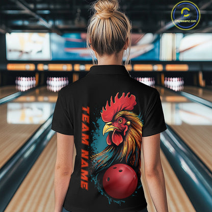 Custom Chicken Bowling Shirts For Women Bowling Polo Shirts Team Bowling League Jersey IPHW5290