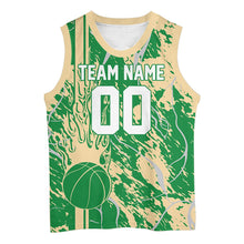 Load image into Gallery viewer, Custom Green And Cream Flame Basketball Jerseys With Name And Number, Basketball Team Uniform IPHW10528