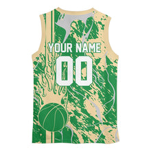 Load image into Gallery viewer, Custom Green And Cream Flame Basketball Jerseys With Name And Number, Basketball Team Uniform IPHW10528