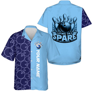 Personalized Multi-Color Retro Bowling Hawaiian Shirts "Living On A Spare" For Bowlers IPHW5918