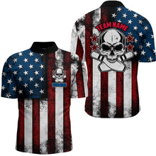 Load image into Gallery viewer, Custom Vintage Skull Bowling Shirts For Men, Retro Style Patriotic Bowling Team Shirts Outfit IPHW5157