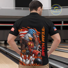 Load image into Gallery viewer, Custom Patriotic Flame Eagle Men Bowling Team Shirt, Firefighter Bowling Shirt IPHW10202