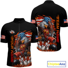 Load image into Gallery viewer, Custom Patriotic Flame Eagle Men Bowling Team Shirt, Firefighter Bowling Shirt IPHW10202