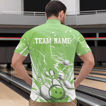 Load image into Gallery viewer, Custom White And Green Bowling Team Men Quarter-Zip Shirts, Bowling Ball And Pins Jerseys IPHW9603