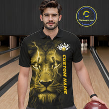 Load image into Gallery viewer, Custom Yellow Thunder Lightning Lion Bowling Shirt For Men, Lion Bowling Team Jerseys IPHW10668