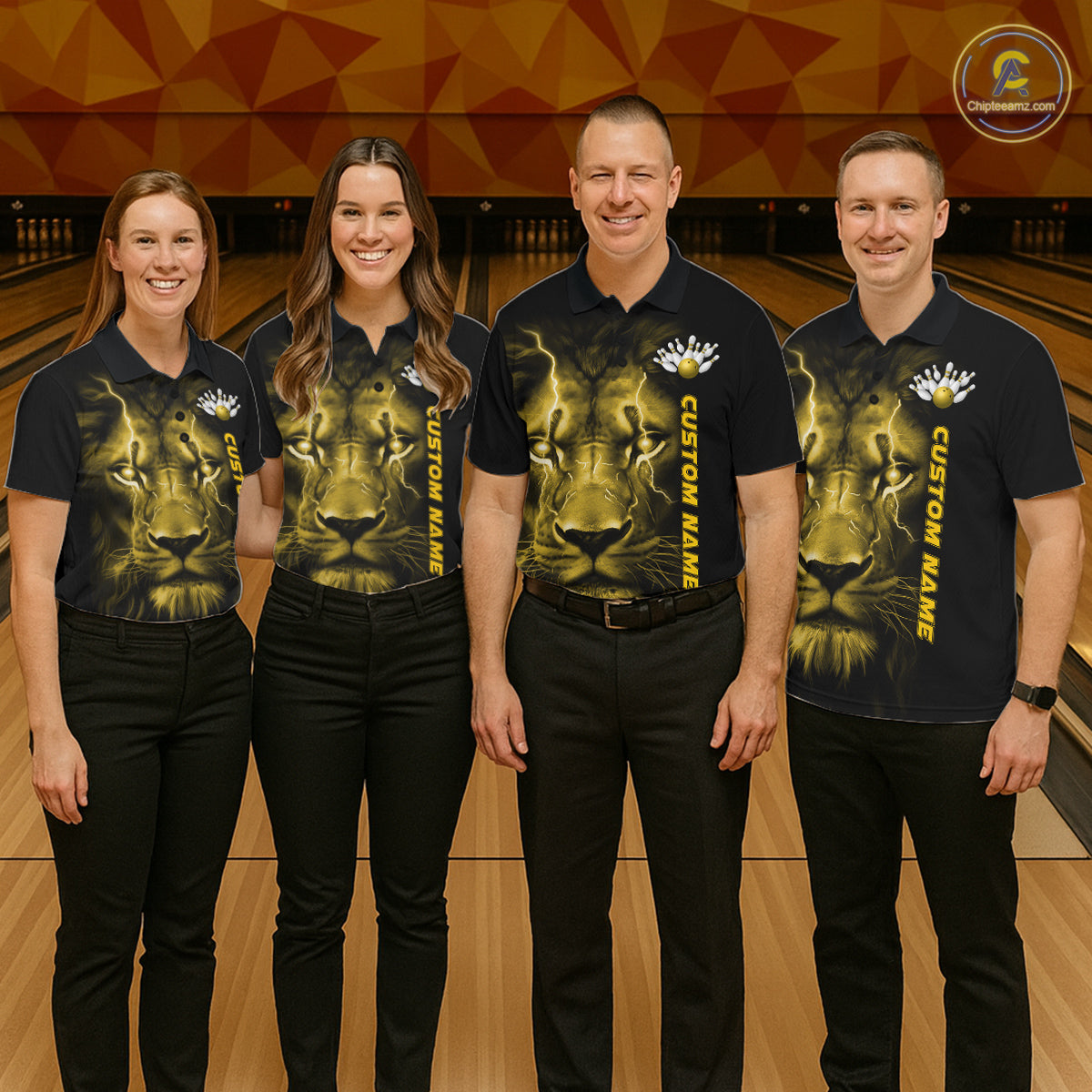 Custom Yellow Thunder Lightning Lion Bowling Shirt For Men, Lion Bowling Team Jerseys IPHW10668