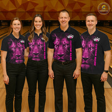 Load image into Gallery viewer, Custom Pink Thunder Lightning Lion Bowling Shirt For Men, Lion Bowling Team Jerseys IPHW10670