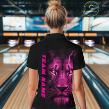 Load image into Gallery viewer, Custom Pink Thunder Lightning Lion Bowling Shirt For Women, Lion Bowling Team Jerseys IPHW10670