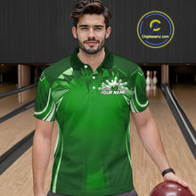 Load image into Gallery viewer, Custom Green Bowling Tournament Bowling Polo Shirts For Men With Team Name IPHW9281