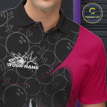 Load image into Gallery viewer, Custom Pink Bowling Team Polo Shirts For Men, Bowling Pattern Bowling League Shirt IPHW9626