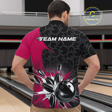 Load image into Gallery viewer, Custom Pink Bowling Team Quarter-Zip Shirts For Men, Bowling Pattern Bowling League Shirt IPHW9626