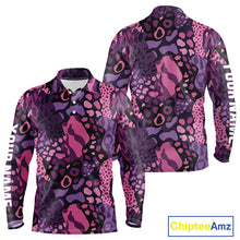 Load image into Gallery viewer, Pink and purple animal prints pattern Mens Golf Polo Shirts Custom Mens golf tops, golfing gifts NQS10243