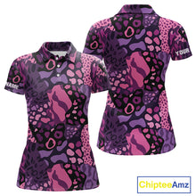 Load image into Gallery viewer, Pink and purple animal prints pattern Women Golf Polo Shirts Custom ladies golf tops, golfing gifts NQS10243