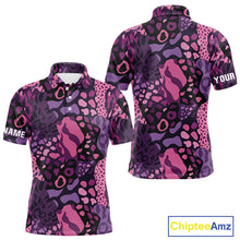 Load image into Gallery viewer, Pink and purple animal prints pattern Mens Golf Polo Shirts Custom Mens golf tops, golfing gifts NQS10243