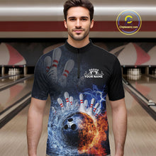Load image into Gallery viewer, Custom Lightning, Fire And Water Splash Energy Burst Bowling Team Quarter-Zip Shirts For Men IPHW9451