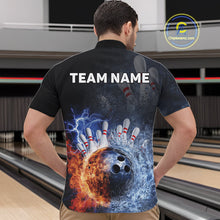 Load image into Gallery viewer, Custom Lightning, Fire And Water Splash Energy Burst Bowling Team Quarter-Zip Shirts For Men IPHW9451