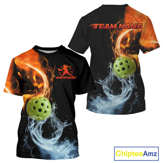 Custom Water And Fire Pickleball T-Shirts For Men, Pickleball Team IPHW9336